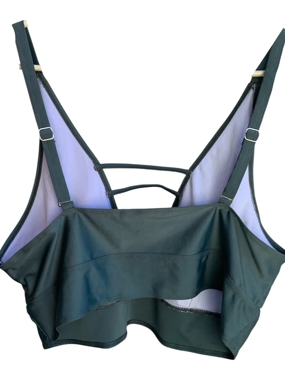 Women’s Two-Piece Swim Set – Black Bottom & Sage Green Top